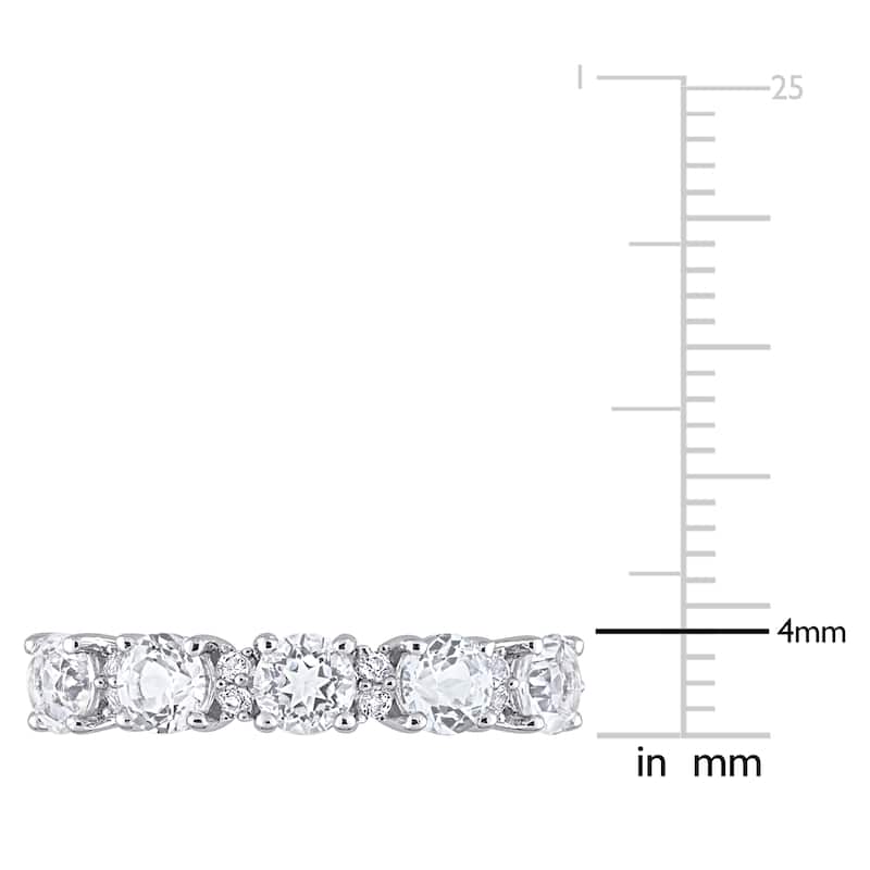 Miadora 1ct TGW Opal and White Topaz Semi Eternity Ring in Sterling Silver