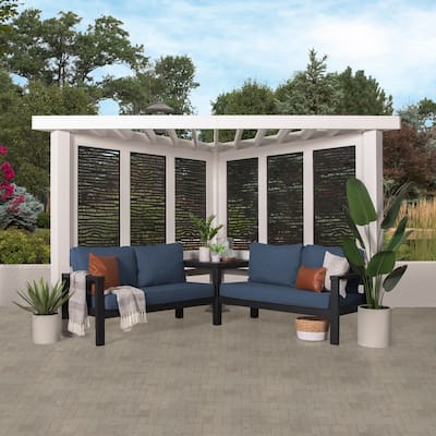 Backyard Discovery Ridgedale 12x8 Steel Cabana Corner Pergola, Seating