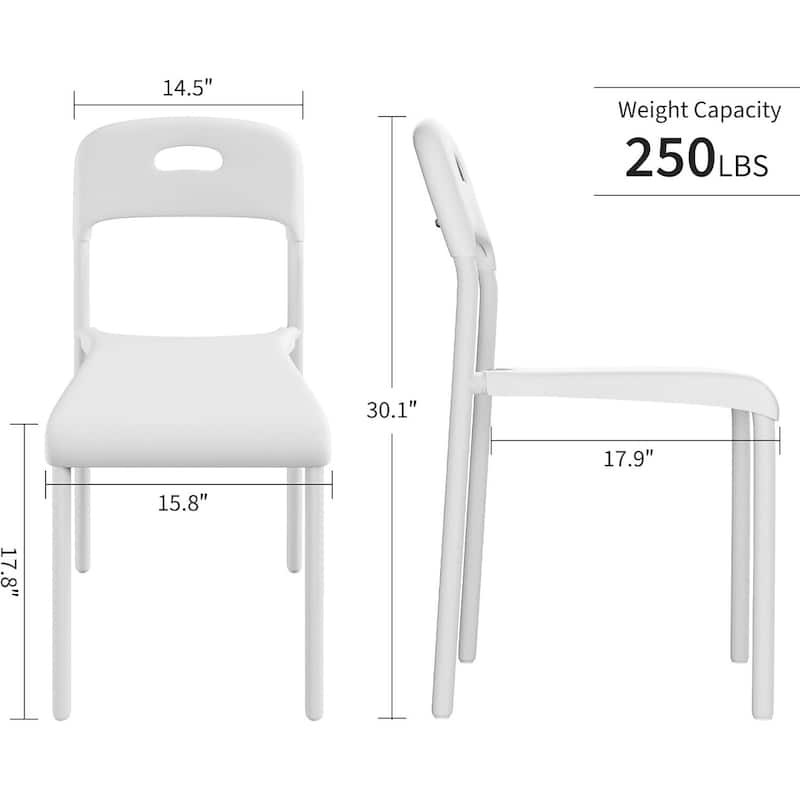 Set of 2 Ergonomic Back Stackable Kitchen Dining Chair, Waterproof for Outside, Office, Kitchen