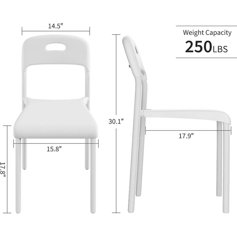 Set of 4 Ergonomic Back Stackable Kitchen Dining Chair, Waterproof for Outside, Office, Kitchen