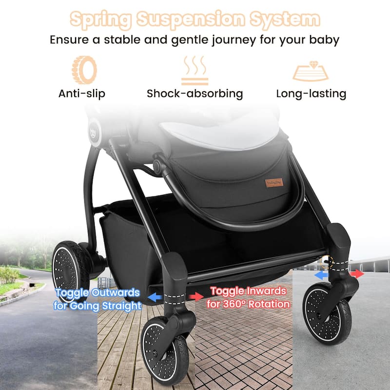 Babyjoy Baby Stroller Foldable Infant Pram Stroller with Reclining - See Details
