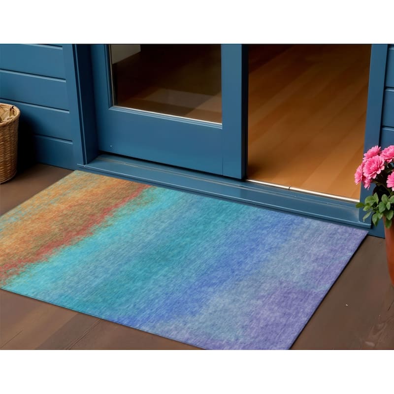 HomeRoots Ombre Transitional Rectangle Outdoor Rug - 3' x 5'