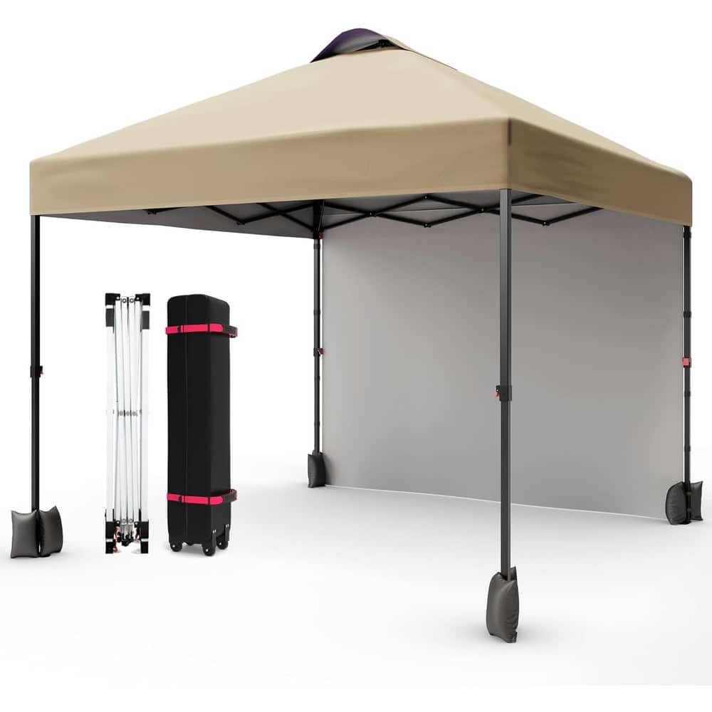 10x10ft Portable Instant Pop Up Canopy Tent with 1 Sidewall for Parties, Camping, Beach - N/A