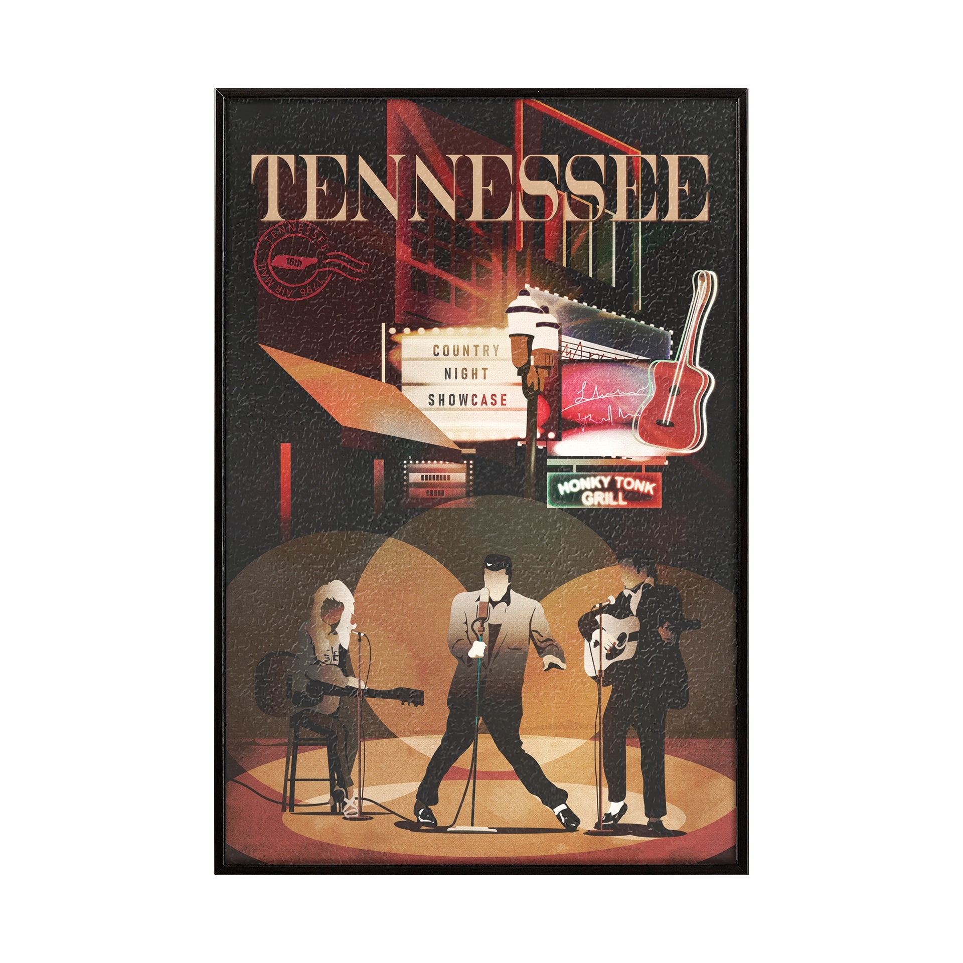 Mercana Tennessee Go USA by Mercana Studio a Hand Embellished Decograph Framed Art Print