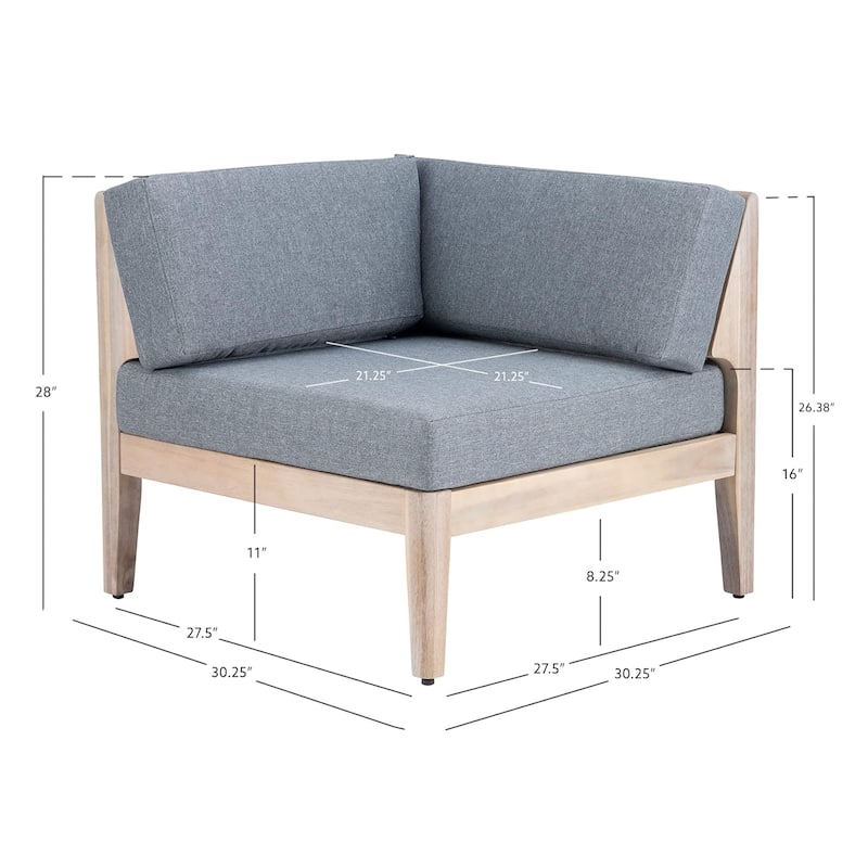 Sayre Outdoor Acacia Corner Chair with Cushion
