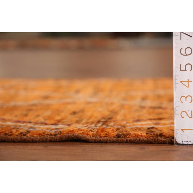 Orange Moroccan Runner Rug Handmade Tribal Wool Carpet - 3'3" x 9'8"