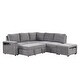 preview thumbnail 45 of 58, L Shaped Polyester Sectional Sofa with USB Ports and Cup Holders