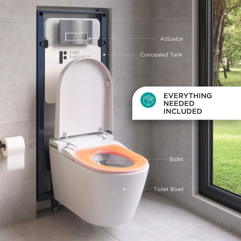 In-wall Smart Toilet Combo Set - Toilet Bowl With Bidet Seat, Tank And Carrier System