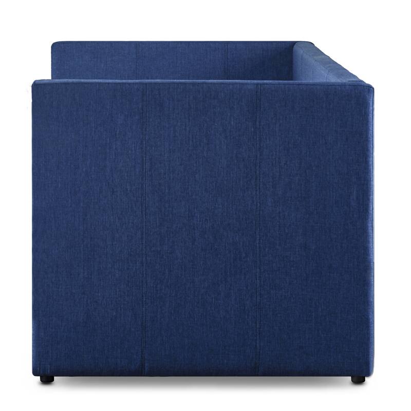 Orange Fabric Upholstered 1pc Day Bed with Pull-out Trundle Nailhead Trim Wood Frame Furniture