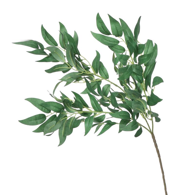 Set of 4 Artificial Willow Leaf Stem Plant Greenery Spray Branch 27in - 27" L x 9" W x 9" DP