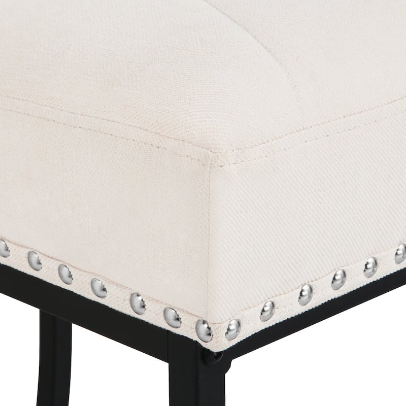 Modern 26.in Armless Barstool Metal Frame Low Back Counter Height Upholstered Bar Stool