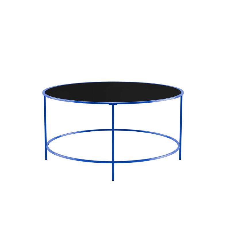 Llewellyn Contemporary 36-inch Glass Top Round Coffee Table by Furniture of America
