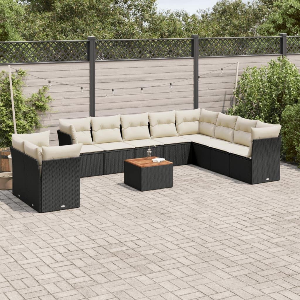 vidaXL Garden Sofa Set Black Poly rattan Large Modular Garden Sofa Set - 24.4 x 24.4 x 27.2