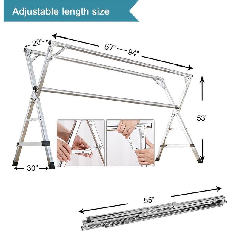 Heavy Duty Stainless Steel Drying Rack - 94 inches