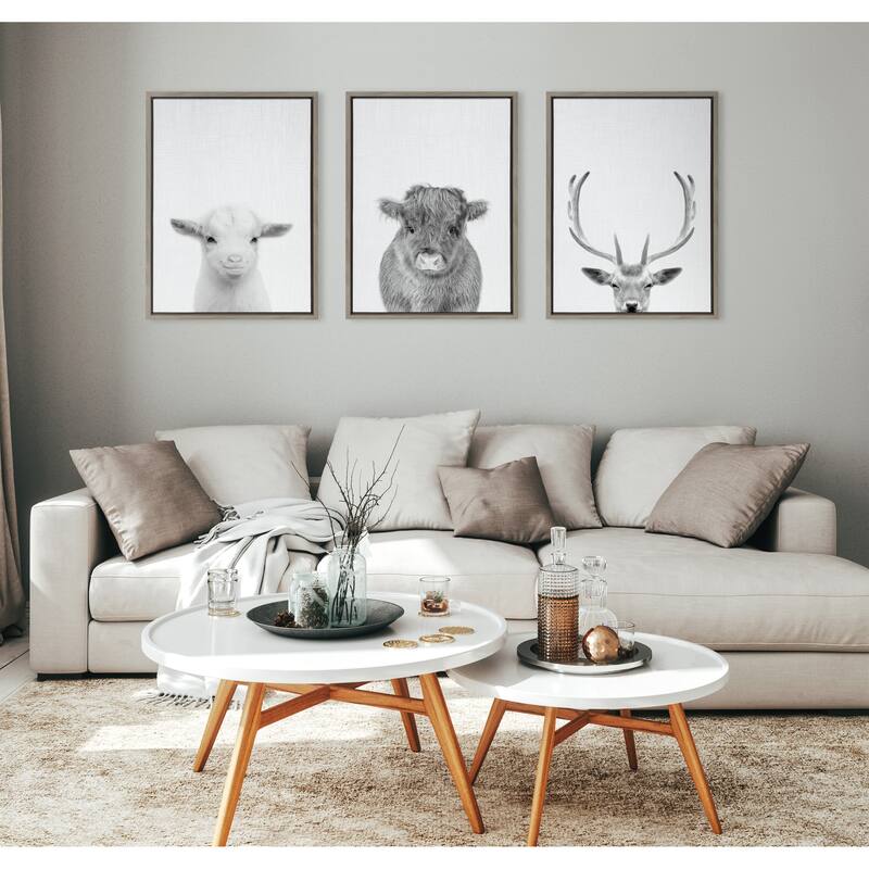 Kate and Laurel Sylvie Deer Portrait Framed Canvas by Simon Te Tai