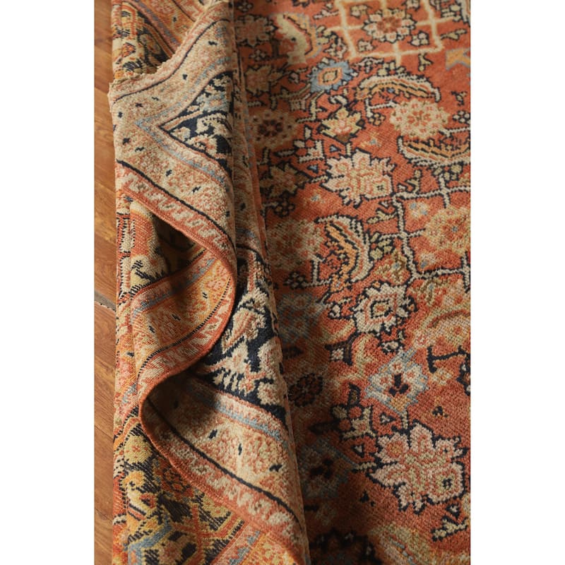 Hand Knotted Oriental 100% Wool Carpet Traditional Medallion Oranges & Rust Mahal Area Rug - 14' 5'' X 10' 11''
