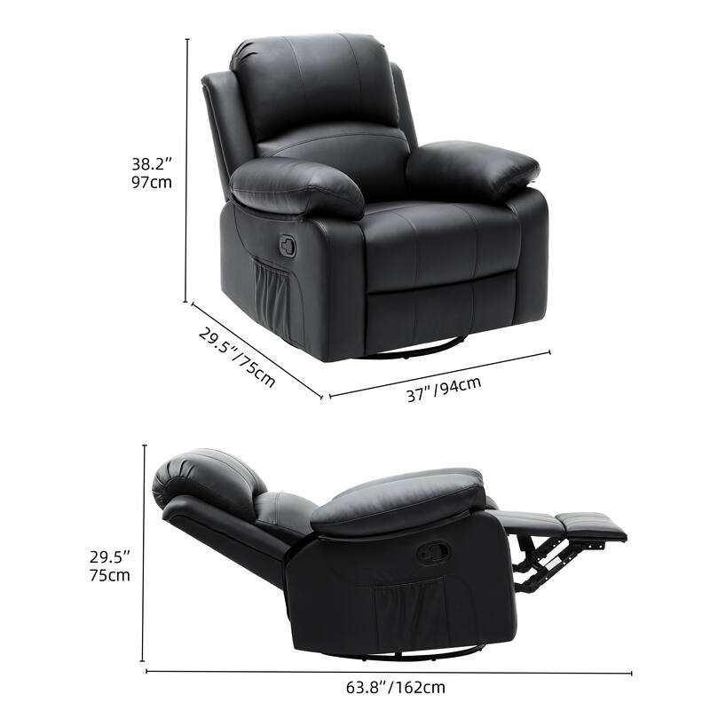 Moasis Beige Faux Leather Oversized Rocker Recliner Chair with Heat and Massage