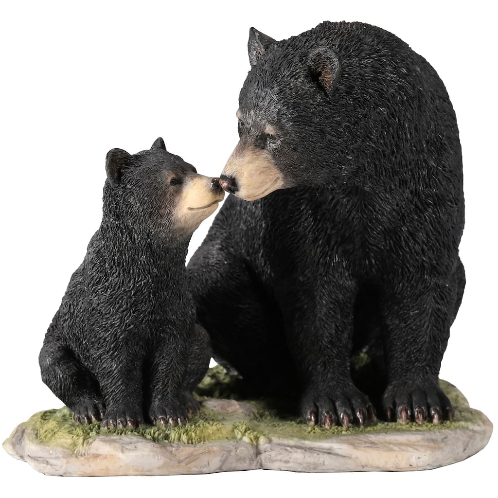 Veronese 6.7W Black Bear Sittin With Her Cub Resin Multicolor