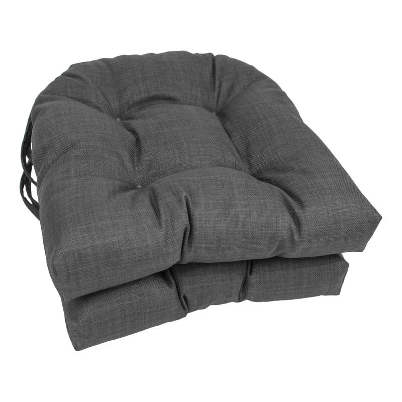 16-inch U-shaped Indoor/ Outdoor Chair Cushion (Set of 2) - 16" x 16" - Cool Grey