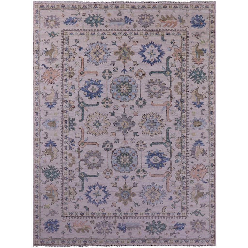 Golden Nile Ivory Oushak Handmade Wool Rug - 10' 1" X 14' 0"