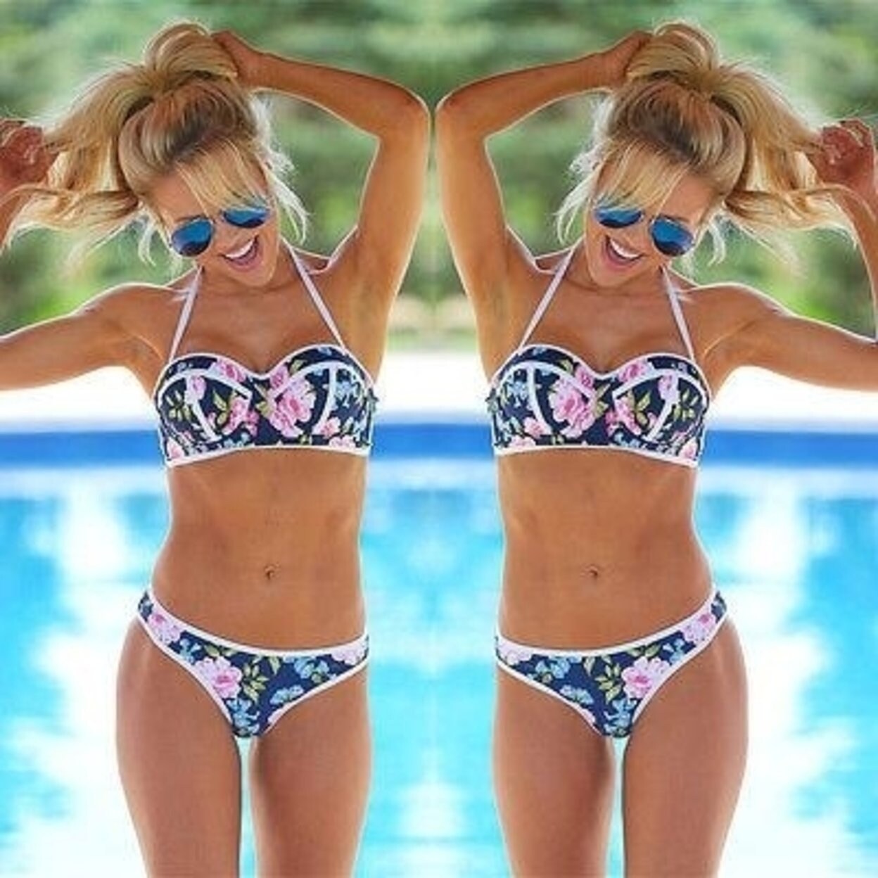 Shop Women Padded Push Up Floral Bikini Set Swimsuit Bathing Suit