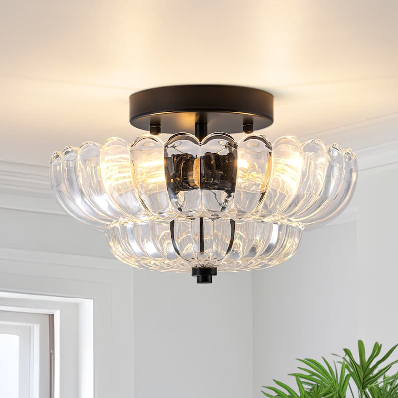 Starsky Modern 3-light Glass Semi Flush Mount - Clear