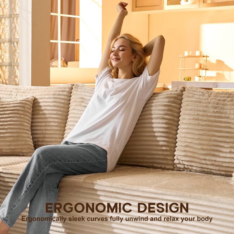 OVIOS All-Foam Plush L-Shaped Sofa​