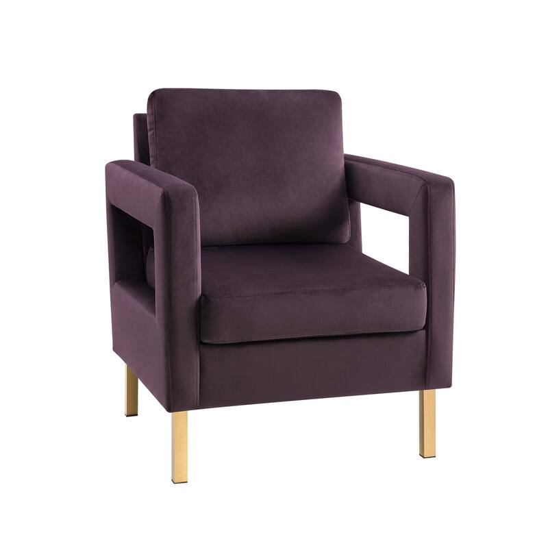 Valentina Comfy Accent Armchair with Golden Metal Legs and Removable Cushions by HULALA HOME