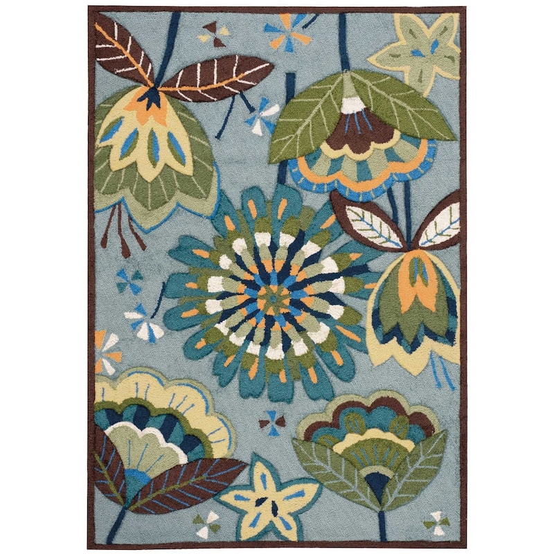Nourison Fantasy Abstract Wildflower Floral Area Rug - 3'6" x 5'6" - Aqua