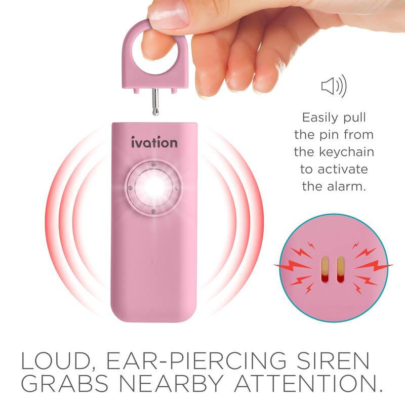 Ivation Personal SOS Keychain Alarm, 130 dB Rechargeable Personal Alarm w/LED Strobe Light