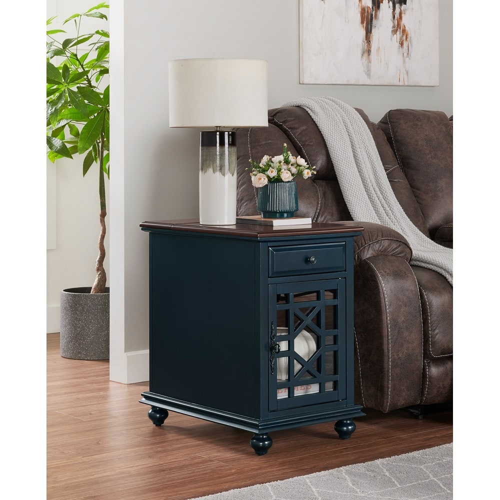 Elegant Chairside Table with Charging Station