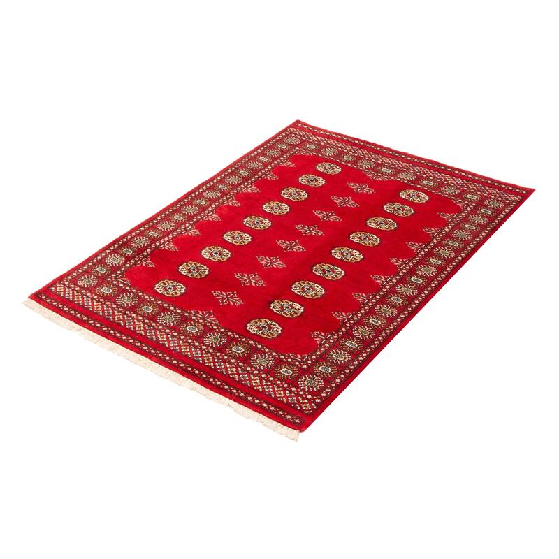 ECARPETGALLERY Hand-knotted Peshawar Bokhara Red Wool Rug - 4'1 x 5'10