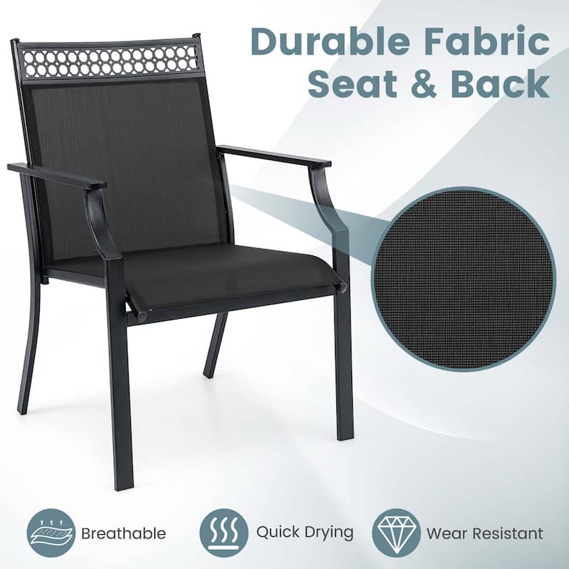 Costway Patio Chairs Set of 2 with All Weather Breathable Fabric High - See Details