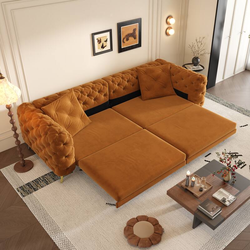 GDFStudio - Velvet 97.7" 3-in-1 Convertible Sleeper Sofa with Pull-Out Bed