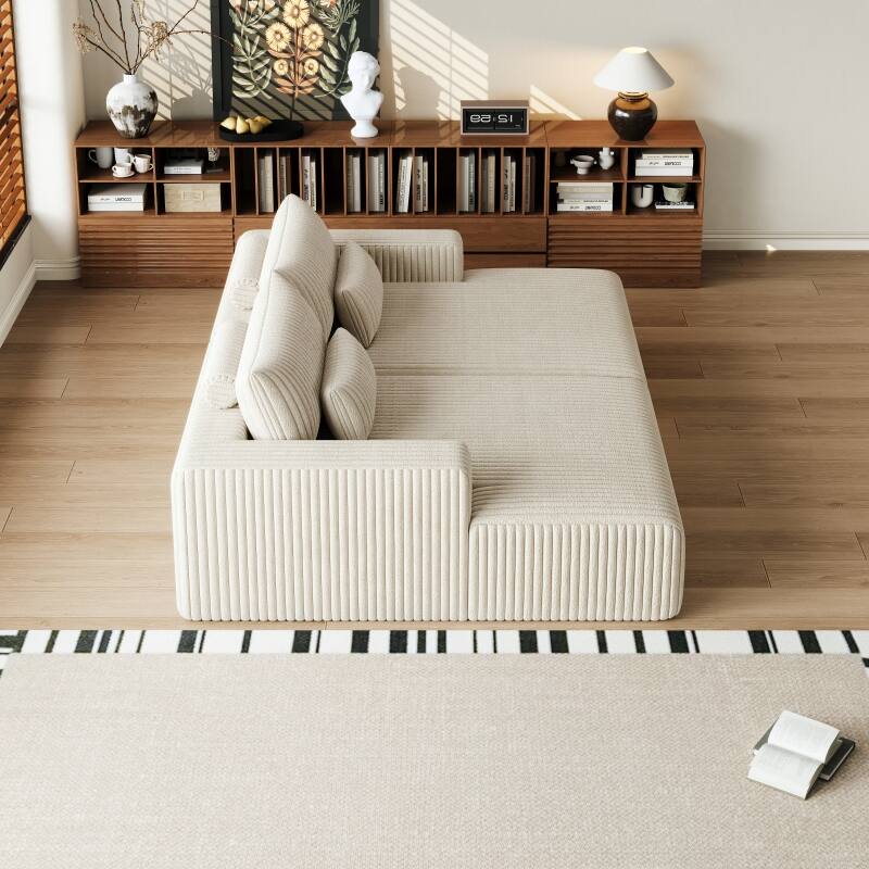 Roomfitters 102" Modern Sectional Lounge Chaise, Cloud Plush Loveseat Sleeper Sofa Bed, No Assembly Recliner Couch