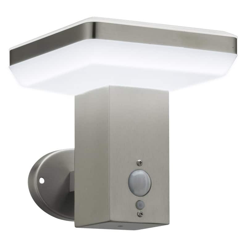 1-Light Outdoor Modern Metal Solar-Powered LED Wall Light with Motion Sensor - Stainless Steel
