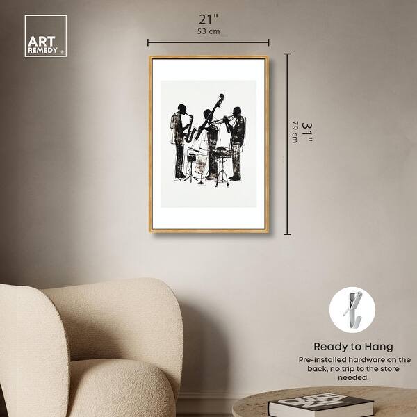 dimension image slide 5 of 24, Bebop II Black Art Canvas Print by Art Remedy