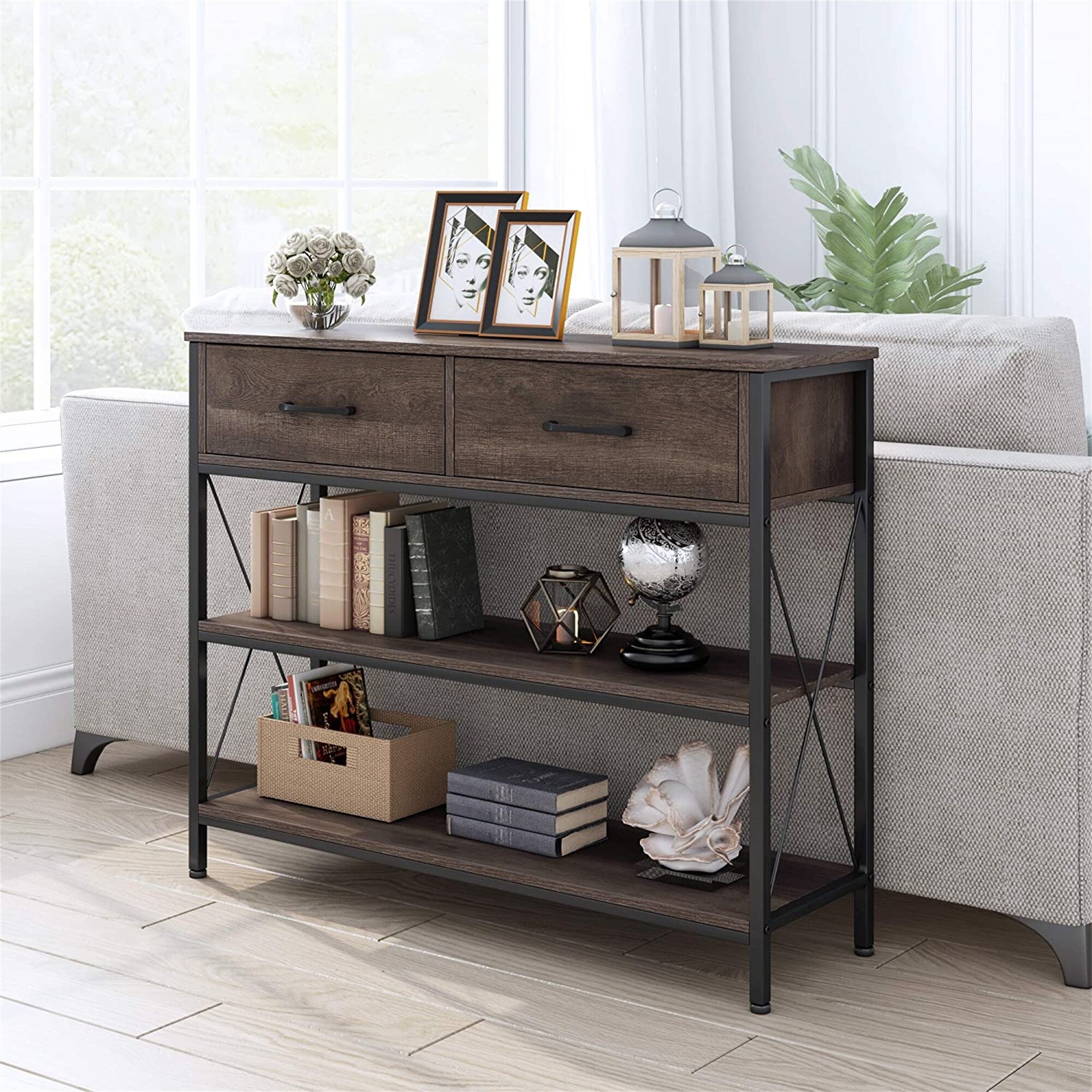 Tall entryway 2025 table with drawers
