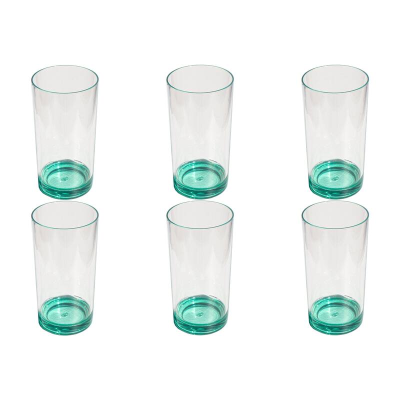 Abode Homewares Color Base Acrylic Drinking Glass - 24 oz - Set of 6 - Teal