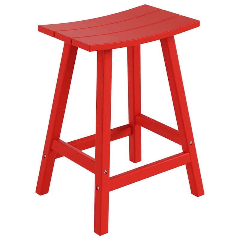 Polytrends Laguna Hdpe All Weather Outdoor Patio 24" Saddle Seat Counter Stool (Set Of 2)