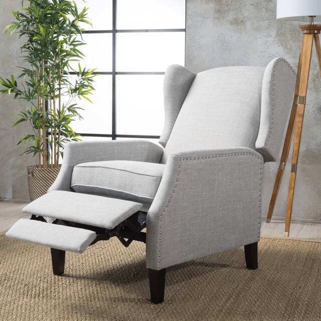 Wescott Contemporary Fabric Wingback Pushback Recliner by Christopher