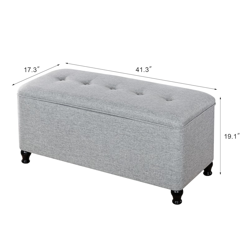 Adeco 41" Rectangle Linen Storage Ottoman Bench For Living room - 41.3"X17.3"X19.1"