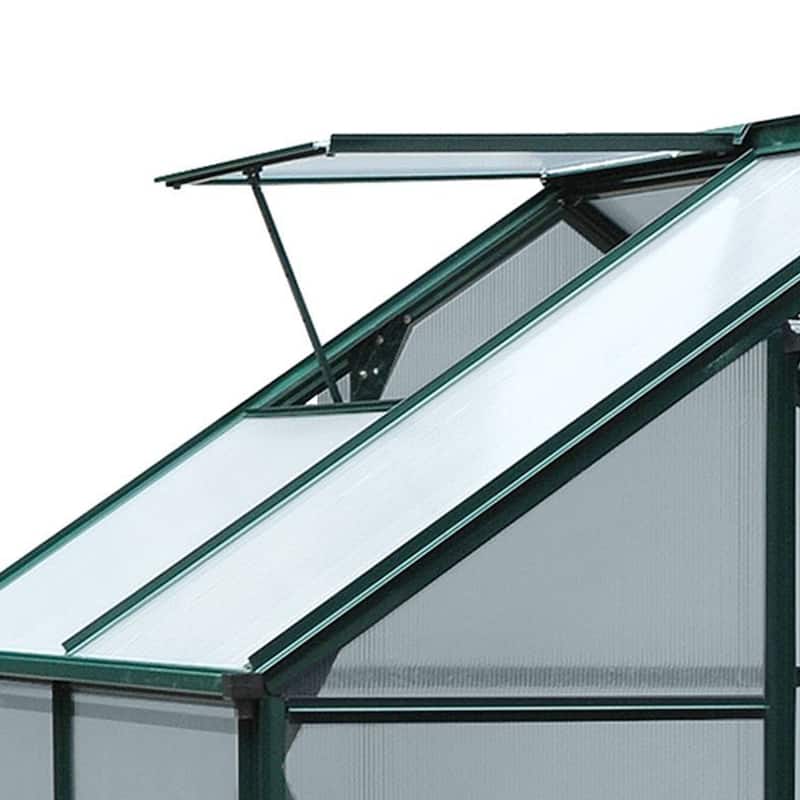 Outsunny 6' x 4' x 7' Twin Wall Polycarbonate Walk-In Greenhouse for Outdoors - 6' x 4' x 6.5'