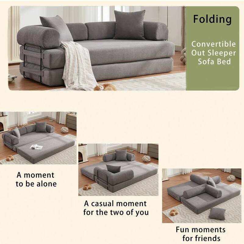 4-in-1 Convertible Modular Sleeper Sofa Bed with Foldable Design