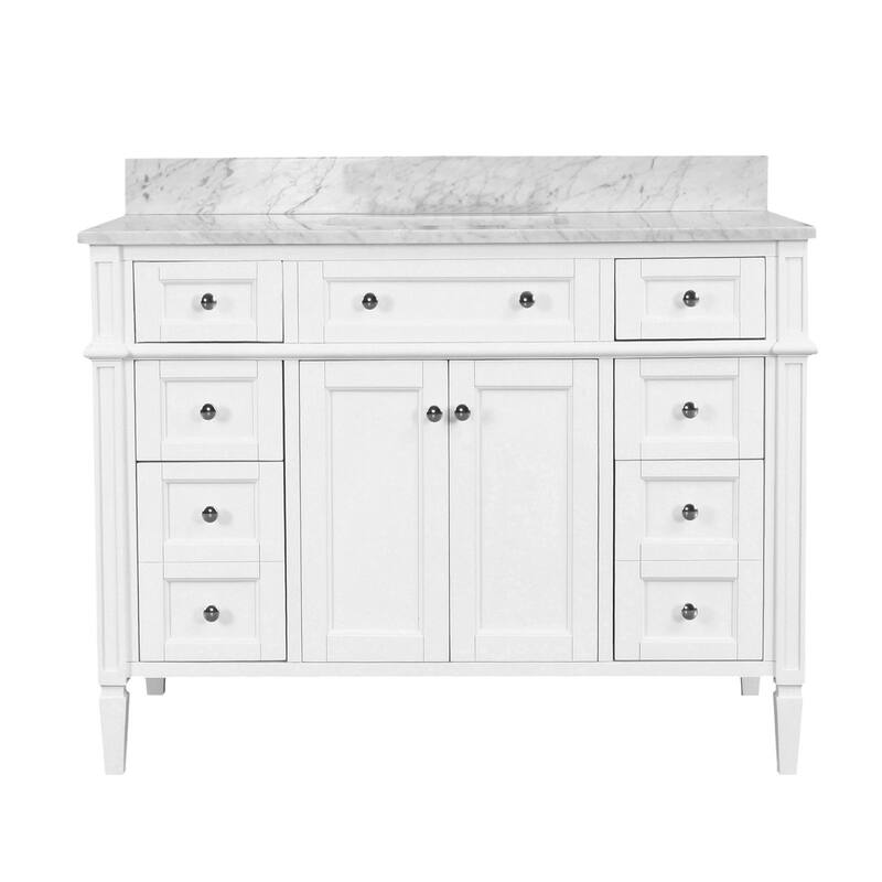 KitchenBathCollection Hailey 48" Bathroom Vanity with Carrara Marble Top