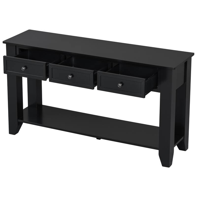 55.4" Long Entryway Console Table with 3 Drawers, Modern Sideboard Narrow Sofa Table with Storage Shelf
