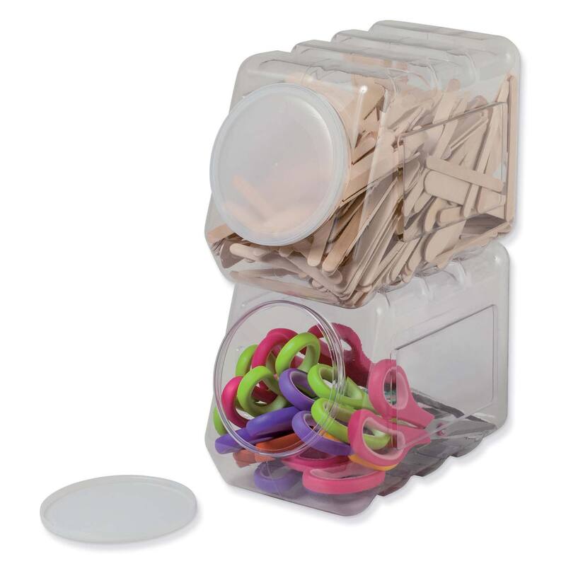 Pacon Interlocking Storage Container With Lid, Clear, 5-1/2" x 9-1/2" x 6-3/4", Pack of 2