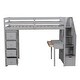 preview thumbnail 11 of 18, Twin size Loft Bed with Storage Drawers ,Desk and Stairs, Wooden Loft Bed with Shelves, No box spring required- Gray