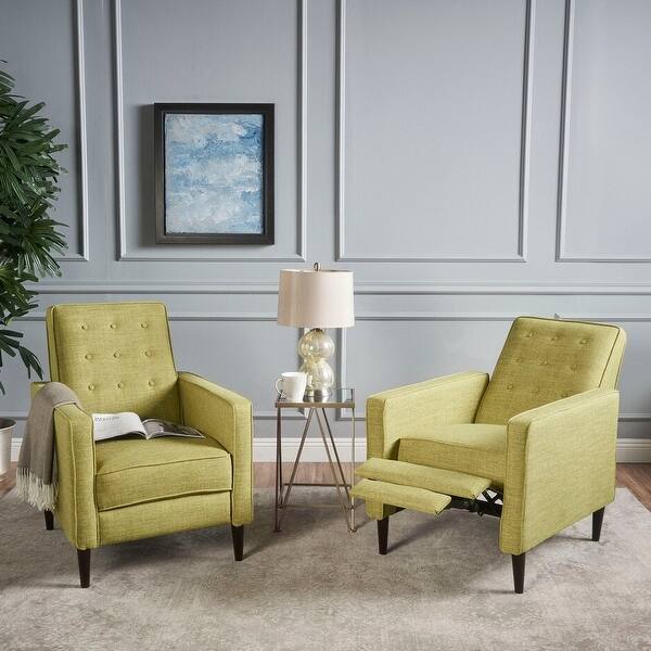 slide 1 of 1, Mervynn Mid-century Tufted Recliners (Set of 2) by Christopher Knight Home Muted Green