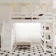preview thumbnail 2 of 20, Loft Bed with Shelves, Storage Staircase, Small Wardrobe & White LED Light